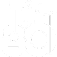 Musical instruments and notes icon.